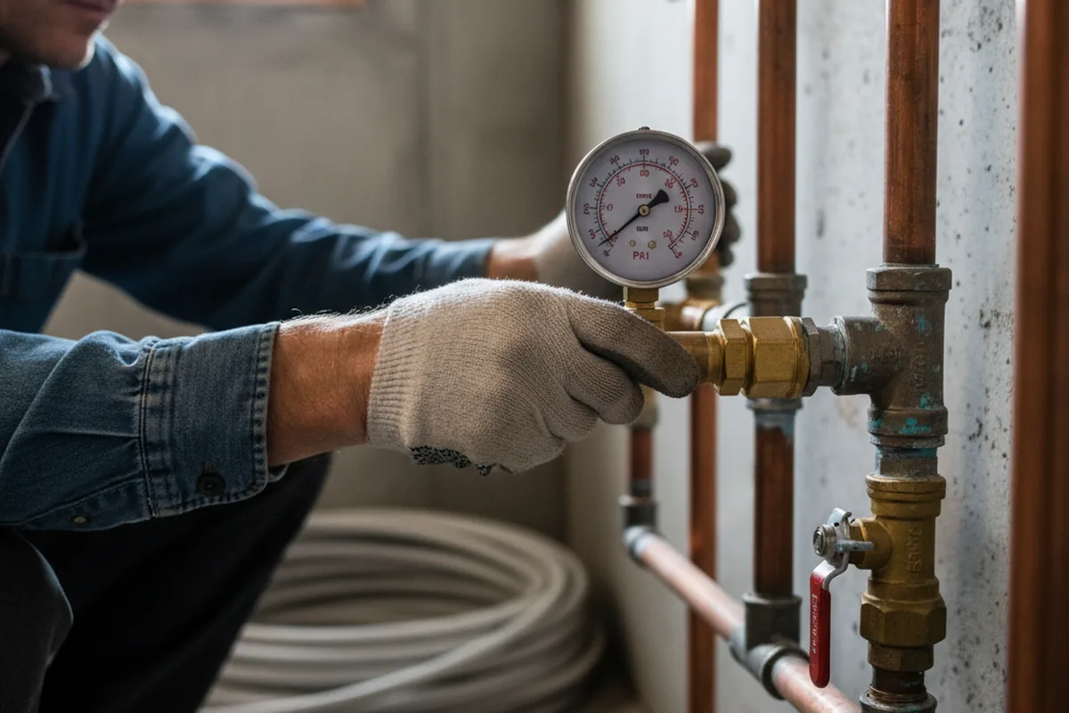 Pressure testing a repaired line during Water Line Repair in Gibsonville